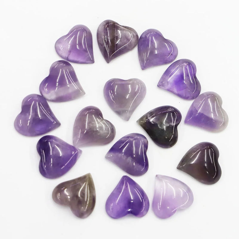 18MM Natural Amethyst Heart Stone Reiki Crystal Charm Energy Healing Gemstone