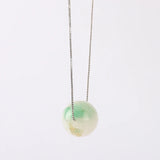 Natural Jade Pendant Round Beads Medulla Necklace