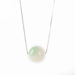 Natural Jade Pendant Round Beads Medulla Necklace