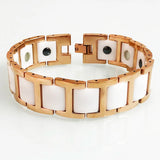 18MM Ceramic Wide Chain Bracelet Men Rose Plated Stainless Steel