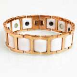 18MM Ceramic Wide Chain Bracelet Men Rose Plated Stainless Steel