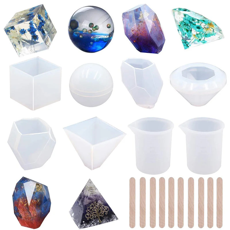 18PC DIY Silicone Resin Casting Molds Tools Set Jewelry Making Pendant Mold