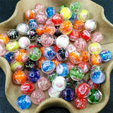 18Pcs 12MM Glow Glass Beads Round Roses Flower Charm Loose Beads