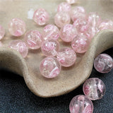 18Pcs 12MM Glow Glass Beads Round Roses Flower Charm Loose Beads