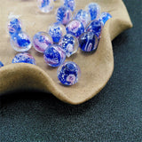 18Pcs 12MM Glow Glass Beads Round Roses Flower Charm Loose Beads