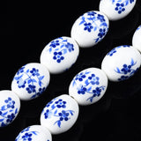 18Pcs Oval Floral Ceramic Beads 17x13mm for DIY Craft Jewelry Making