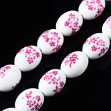 18Pcs Oval Floral Ceramic Beads 17x13mm for DIY Craft Jewelry Making