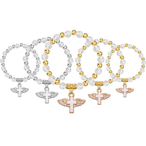 18Pcs Baptism Favors Wing Cross Bracelet Rosary Souvenirs