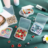 18Pcs Clear Small Plastic Containers with Hinged Lid for Crafts Jewelry Package