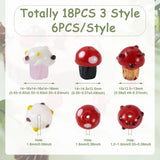 18Pcs Mushroom Lampwork Glass Charm Beads for DIY Jewelry Making