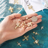 18Pcs Cross Star Alloy Pendant Charm w/ Resin Pearl Bead Rhinestone
