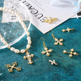 18Pcs Cross Star Alloy Pendant Charm w/ Resin Pearl Bead Rhinestone