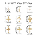 18Pcs Cross Star Alloy Pendant Charm w/ Resin Pearl Bead Rhinestone