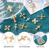 18Pcs Cross Star Alloy Pendant Charm w/ Resin Pearl Bead Rhinestone