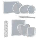 18Pcs Coaster Silicone Resin Mold DIY Molds Kit Jewelry Making Tools