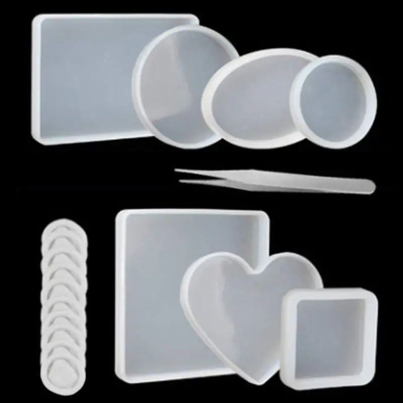 18Pcs Coaster Silicone Resin Mold DIY Molds Kit Jewelry Making Tools