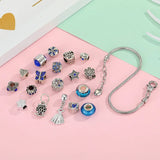 18Pcs Beads Charms Set w/ Snake Chain for DIY Bracelet Necklace Women Girls Gift