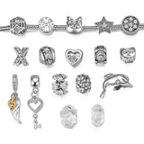 18Pcs/Lot Silver Spacer Loose Beads Charms for European Charm Bracelet