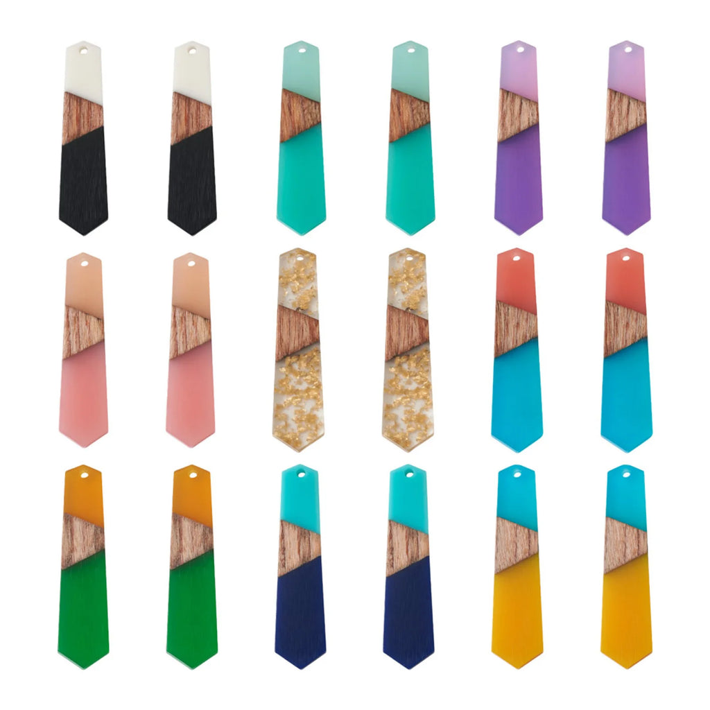 18Pcs Mixed Polygon Resin & Walnut Wood Pendants for DIY Jewelry Making