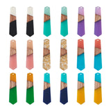 18Pcs Mixed Polygon Resin & Walnut Wood Pendants for DIY Jewelry Making