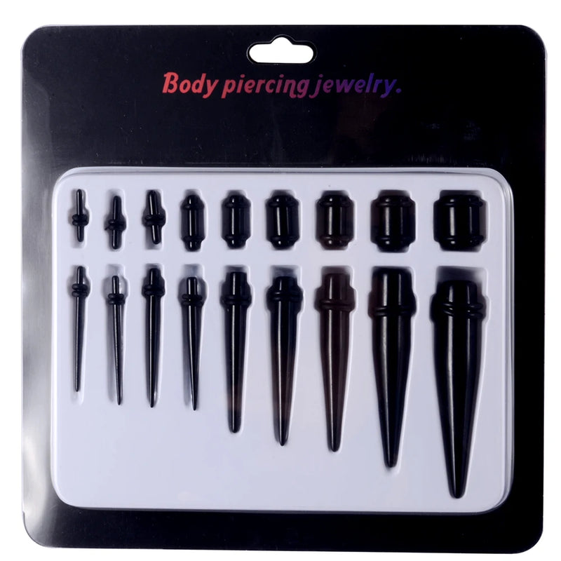 18Pcs/Pack UV Acrylic Ear Taper Plug Gauge Kit Stretching Expanders