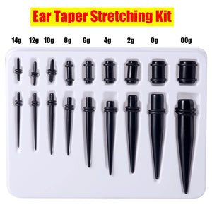 18Pcs/Pack UV Acrylic Ear Taper Plug Gauge Kit Stretching Expanders