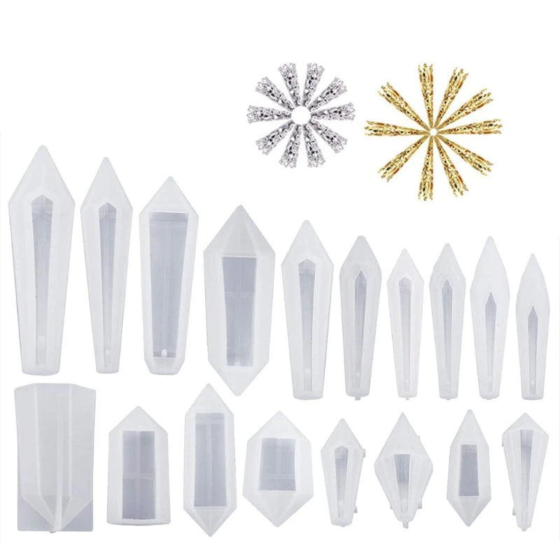 18Pcs Resin Pendulum Molds Quartz Crystal Molds with Metal Bead Caps