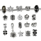 18Pcs Rhinestone European Charms Beads with Bracelet Spacer Beads