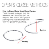 925 Sterling Silver Indian Hiphop Nose Piercing Thin Nose Hoop Ring Body Jewelry