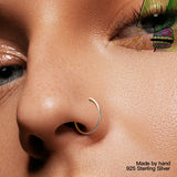 925 Sterling Silver Indian Hiphop Nose Piercing Thin Nose Hoop Ring Body Jewelry