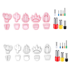18Pcs Cactus Soft Pottery Cutter Earring Jewelry Pendant Maker