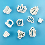 18Pcs Cactus Soft Pottery Cutter Green Plant Ornament Pendant Mold