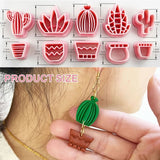 18Pcs Cactus Soft Pottery Cutter Earring Jewelry Pendant Maker Mold