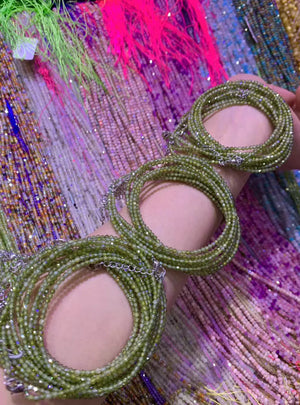18inch Rose Quartz Necklace Bead Choker with Peridot Garnet Beads