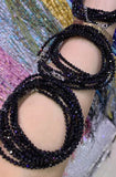 18in Natural Tourmaline Jet Bicone Rose Quartz Necklace