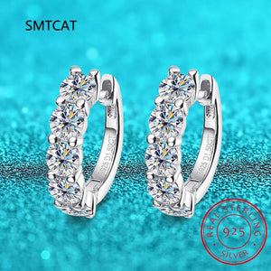 3cttw Moissanite Hoop Earring 925 Sterling Silver