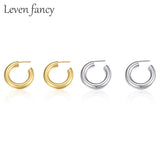 925 Silver Big Hoop Earrings for Women Round Tube Statement Studs