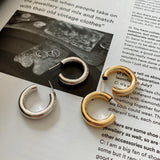 925 Silver Big Hoop Earrings for Women Round Tube Statement Studs