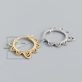 925 Silver Lace Flower Hoop Earrings C-YHE0404