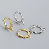 925 Silver Lace Flower Hoop Earrings C-YHE0404