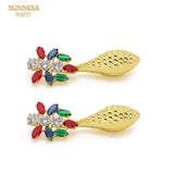 18K Drop Earrings for Women Dubai Jewelry Shining Big Earrings