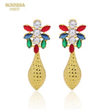 18K Drop Earrings for Women Dubai Jewelry Shining Big Earrings