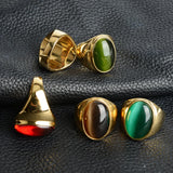 18k Stainless Steel Ring with Large Cat Eye Stone