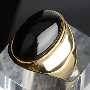 18k Stainless Steel Ring with Large Cat Eye Stone