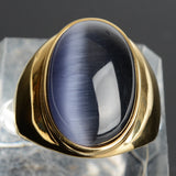 18k Stainless Steel Ring with Large Cat Eye Stone