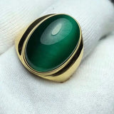18k Stainless Steel Ring with Large Cat Eye Stone