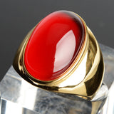 18k Stainless Steel Ring with Large Cat Eye Stone