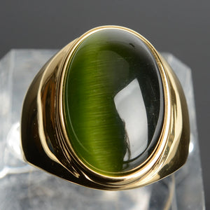 18k Stainless Steel Ring with Large Cat Eye Stone