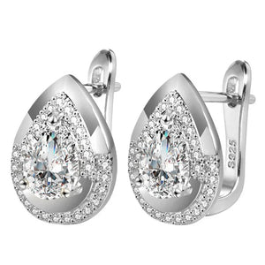 18k Bling Crystal Zircon Diamonds Clip Earrings for Women