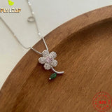 Sweet Flower Zircon 925 Sterling Silver Necklace For Women